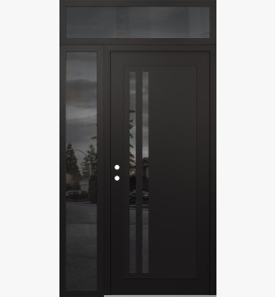 Diamond C6 50" x 96" black/black mirrored Glass Panel black RHI with Sidelite and Transom mirrored Glass