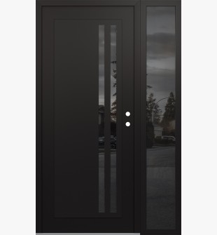 Diamond C6 50" x 80" black/black mirrored Glass Panel black LHI with Sidelite mirrored Glass