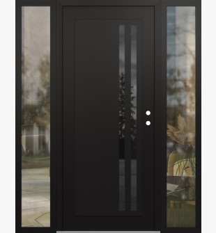 Diamond C6 60" x 80" black/black mirrored Glass Panel black LHI with 2 Sidelites clear Glass