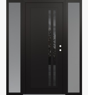 Diamond C6 64" x 80" black/black mirrored Glass Panel black LHI with 2 Sidelites frosted Glass