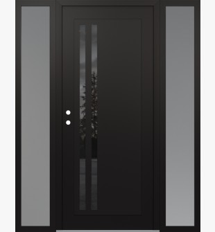 Diamond C6 60" x 80" black/black mirrored Glass Panel black RHI with 2 Sidelites frosted Glass