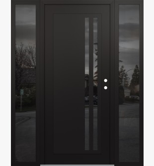 Diamond C6 60" x 80" black/black mirrored Glass Panel black LHI with 2 Sidelites mirrored Glass
