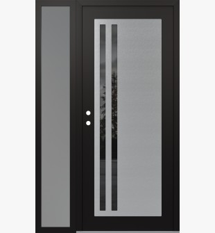 Diamond C6 50" x 80" black/black mirrored Glass Panel stainless steel RHI with Sidelite frosted Glass