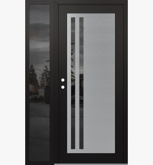 Diamond C6 52" x 80" black/black mirrored Glass Panel stainless steel RHI with Sidelite mirrored Glass
