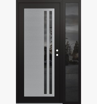 Diamond C6 48" x 80" black/black mirrored Glass Panel stainless steel LHI with Sidelite mirrored Glass