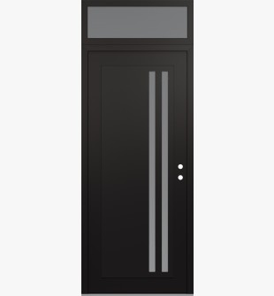 Diamond C6 36" x 96" black/white frosted Glass Panel black LHI with Transom frosted Glass