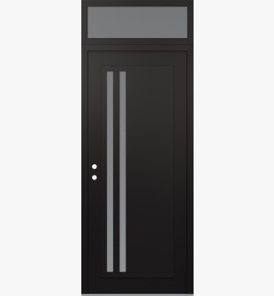 Diamond C6 36" x 96" black/white frosted Glass Panel black RHI with Transom frosted Glass