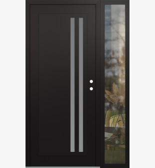 Diamond C6 50" x 80" black/white frosted Glass Panel black LHI with Sidelite clear Glass