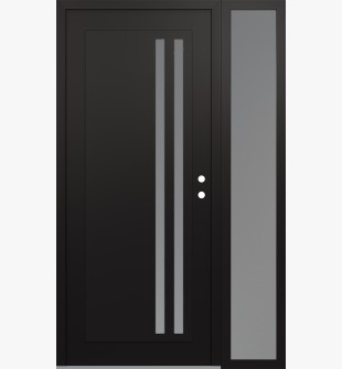 Diamond C6 50" x 80" black/white frosted Glass Panel black LHI with Sidelite frosted Glass