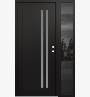 Diamond C6 50" x 80" black/white frosted Glass Panel black LHI with Sidelite mirrored Glass