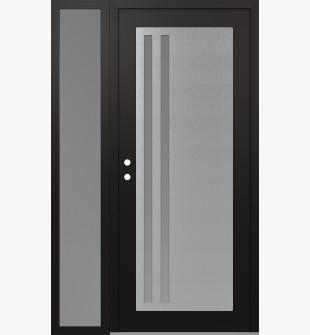 Diamond C6 48" x 80" black/white frosted Glass Panel stainless steel RHI with Sidelite frosted Glass