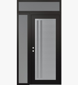 Diamond C6 50" x 96" black/white frosted Glass Panel stainless steel RHI with Sidelite and Transom frosted Glass