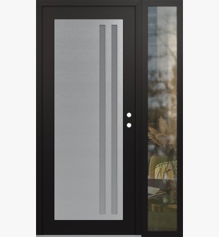 Diamond C6 50" x 80" black/white frosted Glass Panel stainless steel LHI with Sidelite clear Glass