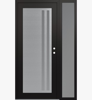 Diamond C6 50" x 80" black/white frosted Glass Panel stainless steel LHI with Sidelite frosted Glass