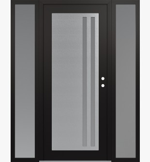 Diamond C6 68" x 80" black/white frosted Glass Panel stainless steel LHI with 2 Sidelites frosted Glass