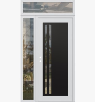 Diamond C6 52" x 96" white/white clear Glass Panel black RHI with Sidelite and Transom clear Glass