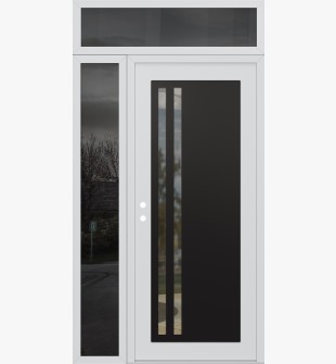 Diamond C6 48" x 96" white/white clear Glass Panel black RHI with Sidelite and Transom mirrored Glass