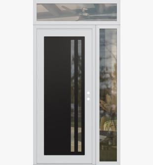 Diamond C6 52" x 96" white/white clear Glass Panel black LHI with Sidelite and Transom clear Glass