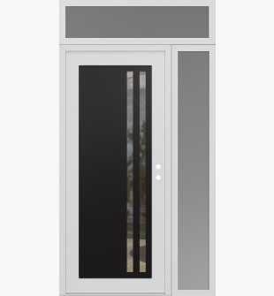 Diamond C6 50" x 96" white/white clear Glass Panel black LHI with Sidelite and Transom frosted Glass