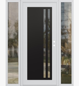 Diamond C6 68" x 80" white/white clear Glass Panel black LHI with 2 Sidelites clear Glass