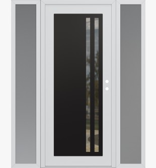 Diamond C6 60" x 80" white/white clear Glass Panel black LHI with 2 Sidelites frosted Glass