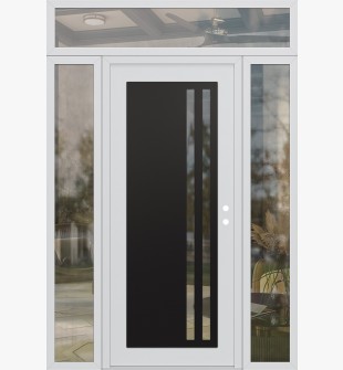 Diamond C6 64" x 96" white/white clear Glass Panel black LHI with 2 Sidelites and Transom clear Glass