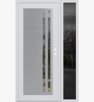 Diamond C6 52" x 80" white/white clear Glass Panel stainless steel LHI with Sidelite mirrored Glass