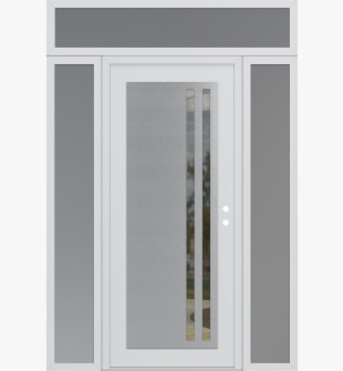 Diamond C6 64" x 96" white/white clear Glass Panel stainless steel LHI with 2 Sidelites and Transom frosted Glass