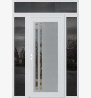 Diamond C6 64" x 96" white/white clear Glass Panel stainless steel RHI with 2 Sidelites and Transom mirrored Glass