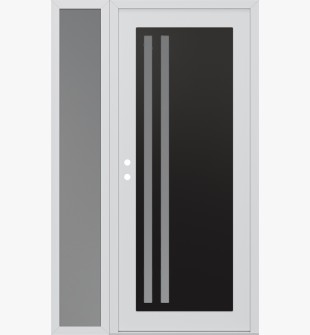 Diamond C6 48" x 80" white/white frosted Glass Panel black RHI with Sidelite frosted Glass