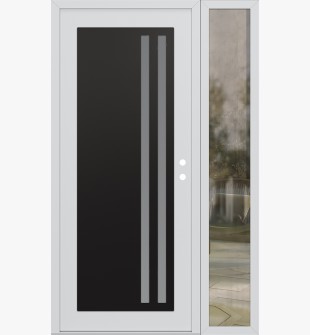Diamond C6 50" x 80" white/white frosted Glass Panel black LHI with Sidelite clear Glass