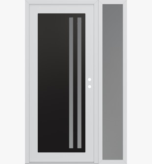 Diamond C6 48" x 80" white/white frosted Glass Panel black LHI with Sidelite frosted Glass