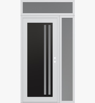 Diamond C6 50" x 96" white/white frosted Glass Panel black LHI with Sidelite and Transom frosted Glass