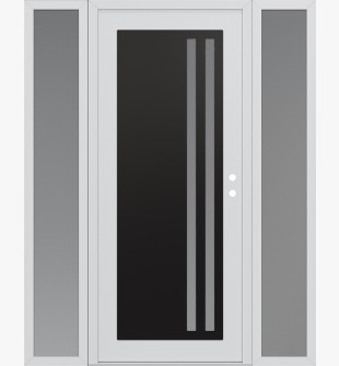 Diamond C6 64" x 80" white/white frosted Glass Panel black LHI with 2 Sidelites frosted Glass