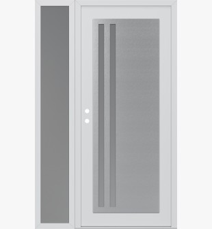 Diamond C6 48" x 80" white/white frosted Glass Panel stainless steel RHI with Sidelite frosted Glass