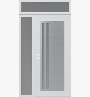 Diamond C6 52" x 96" white/white frosted Glass Panel stainless steel RHI with Sidelite and Transom frosted Glass