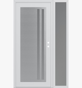 Diamond C6 50" x 80" white/white frosted Glass Panel stainless steel LHI with Sidelite frosted Glass