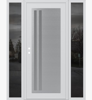 Diamond C6 64" x 80" white/white frosted Glass Panel stainless steel RHI with 2 Sidelites mirrored Glass