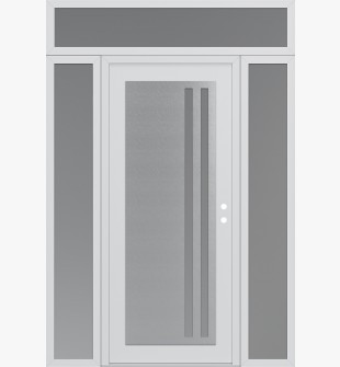 Diamond C6 64" x 96" white/white frosted Glass Panel stainless steel LHI with 2 Sidelites and Transom frosted Glass