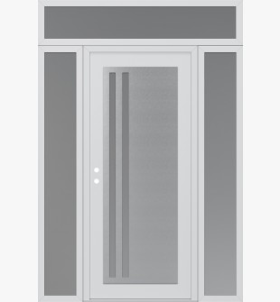 Diamond C6 68" x 96" white/white frosted Glass Panel stainless steel RHI with 2 Sidelites and Transom frosted Glass