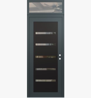 Diamond C7 36" x 96" anthracite/anthracite clear Glass Panel black LHI with Transom clear Glass