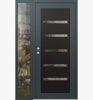 Diamond C7 48" x 80" anthracite/anthracite clear Glass Panel black RHI with Sidelite clear Glass