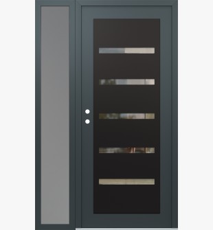 Diamond C7 48" x 80" anthracite/anthracite clear Glass Panel black RHI with Sidelite frosted Glass