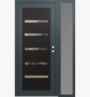 Diamond C7 48" x 80" anthracite/anthracite clear Glass Panel black LHI with Sidelite frosted Glass