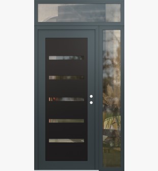 Diamond C7 50" x 96" anthracite/anthracite clear Glass Panel black LHI with Sidelite and Transom clear Glass