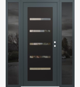 Diamond C7 60" x 80" anthracite/anthracite clear Glass Panel black LHI with 2 Sidelites mirrored Glass