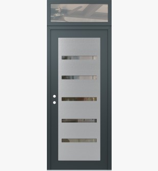 Diamond C7 36" x 96" anthracite/anthracite clear Glass Panel stainless steel RHI with Transom clear Glass