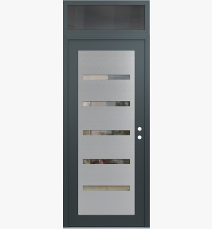 Diamond C7 36" x 96" anthracite/anthracite clear Glass Panel stainless steel LHI with Transom mirrored Glass