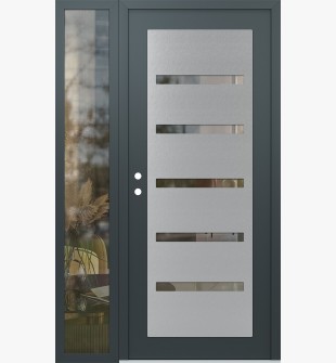 Diamond C7 50" x 80" anthracite/anthracite clear Glass Panel stainless steel RHI with Sidelite clear Glass