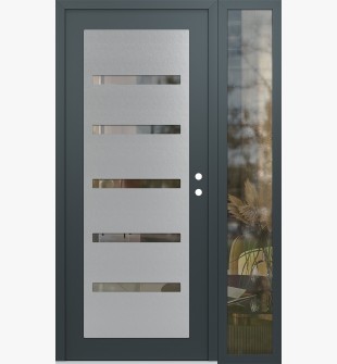 Diamond C7 52" x 80" anthracite/anthracite clear Glass Panel stainless steel LHI with Sidelite clear Glass